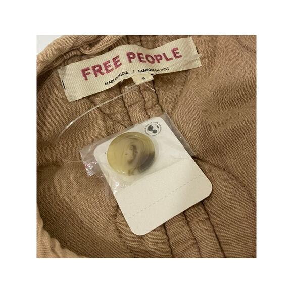 Free People Gwynnie Quilted Jacket Cardigan Top Small Tan - Picture 2 of 8